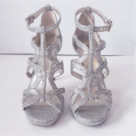 michael kors strappy silver heels